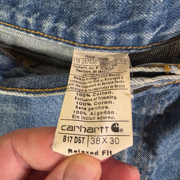 Carhartt B17 Denim Shorts Men's 38 Relaxed Fit Cutoff Blue Jean Workwear - Picture 6 of 9